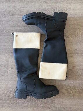 NEW Women’s Black & Cream Knee-High Winter Boots